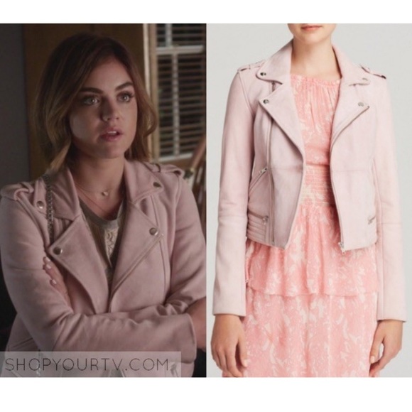 MAJE ladies Basalt Suede Biker Jacket Pale Pink  size 38 - Picture 3 of 14